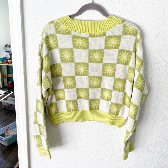 Madden NYC Sweater Women's XL Juniors Green V Neck Jacquard Hippie Festival - Picture 7 of 7